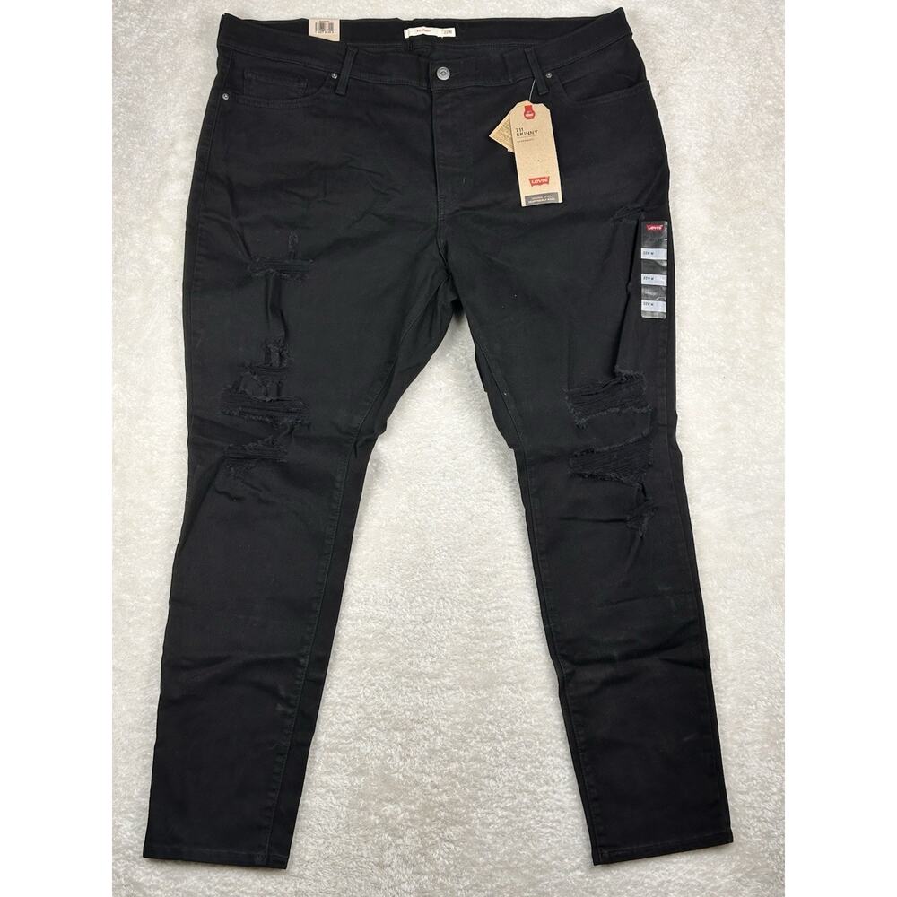 Levis Sculpt 711 Skinny Jeans Womens 22W Black Hypersoft Stretch Mid Pants New